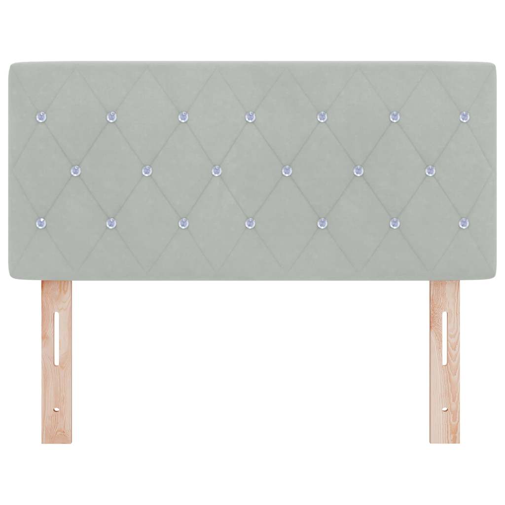 LED Headboard with LED Strip Lights Light grey 90 cm Velvet
